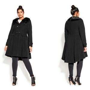 City Chic Grandiose black coat